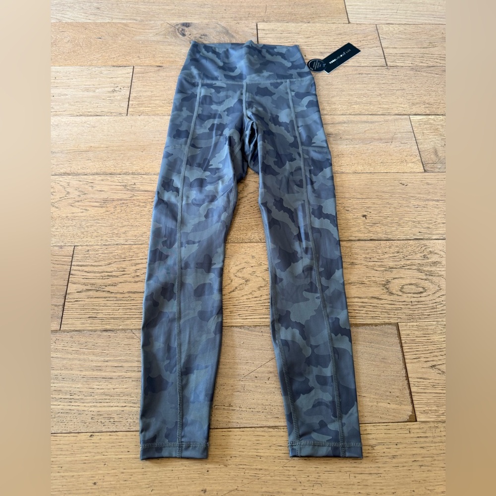 Yogalicious Lux Shiny Gunmetal Camo High‎ Rise Pocket Leggings AY79536 S (1164)